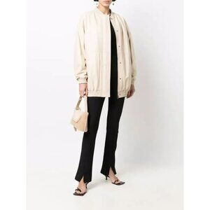 Loulou Studio Brava Cream Lamb Leather Oversized Bomber Jacket Loulou de Saison